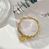 1pc Stainless Steel Bracelet With Heart Pendant, Double Heart OT Buckle Couple Bracelet Unisex