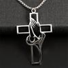 A Stainless Steel Pendant Cross Necklace Is A Religious Prayer Jewelry Talisman For Men Believers As A Gift.