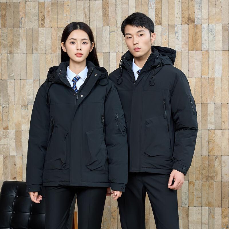 Tluoman Unisex Black Insulated Parka Work Jacket