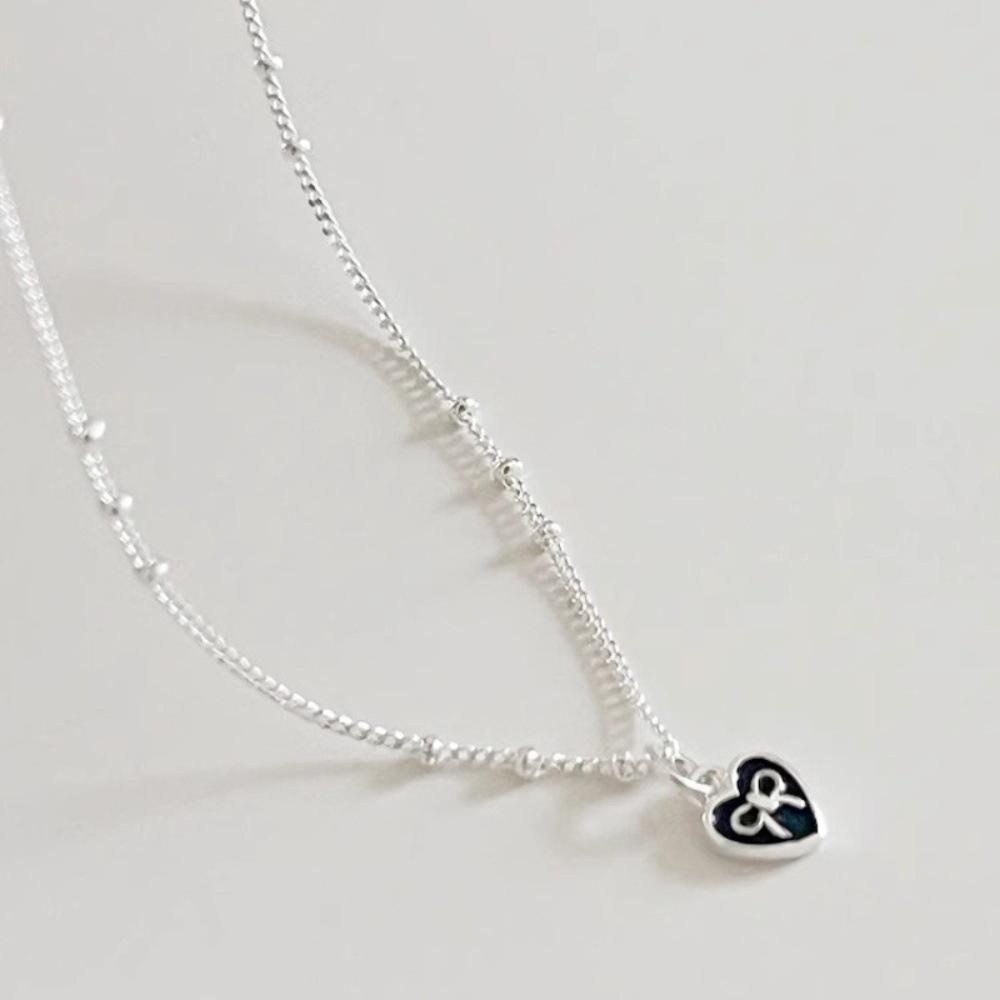 

Bow love necklace simple temperament round bead versatile collarbone chain ins wind Internet celebrity neck chain jewelry