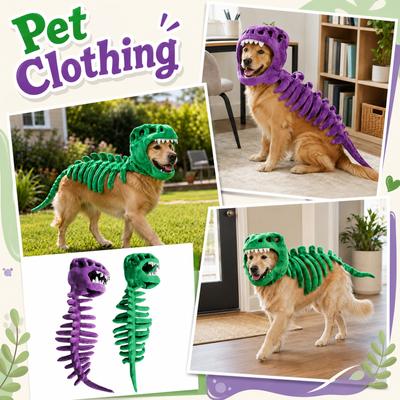 Weiches Plüsch Skelett Haustier Dinosaurier Kostüm Halloween Outfit für mittelgroße große Hunde und Katzen M/L