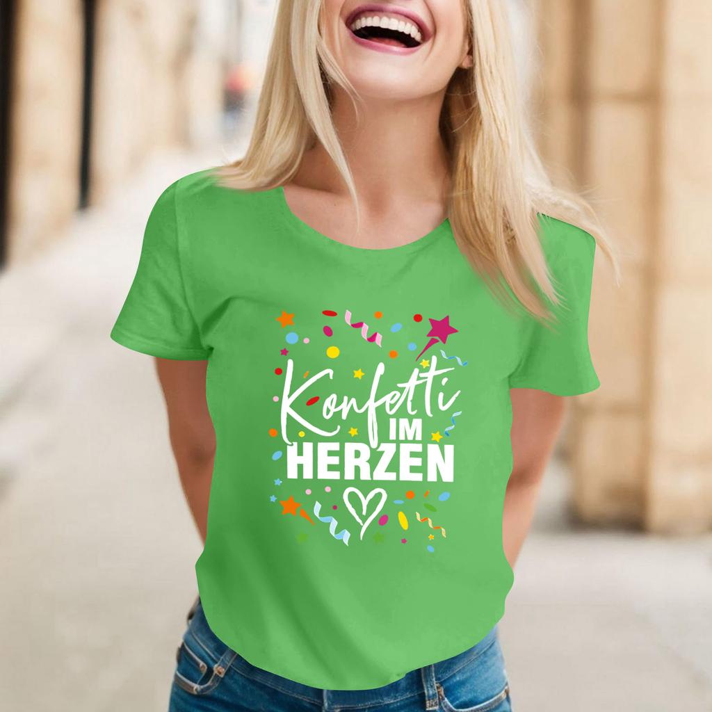 Women's Casual Printed T-Shirt Round Neck Pullover Short Sleeve Top