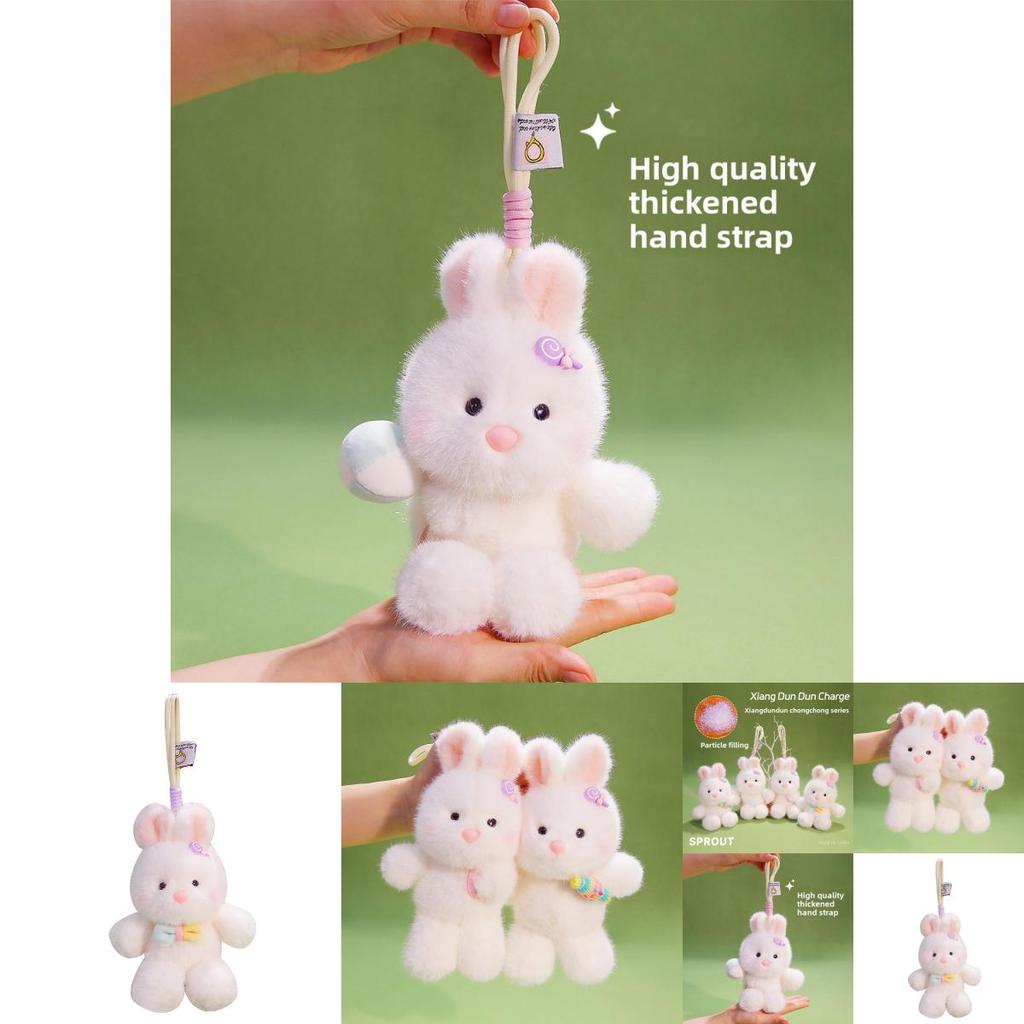 Cartoon Style Bunny Plush Doll With Hanging Loop For Car Keychains And Backpack Accessories