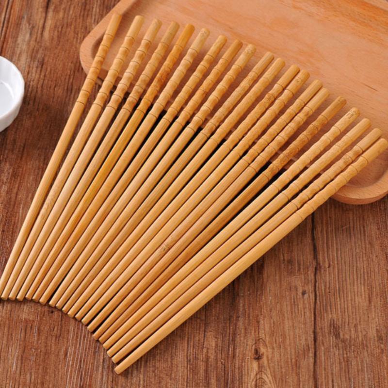 10/50 Coppie Bacchette Naturali in Legno di Bambù Carbonizzato Riutilizzabili Bacchette con Nodo di Bambù Bacchette Sano Stoviglie Cinesi