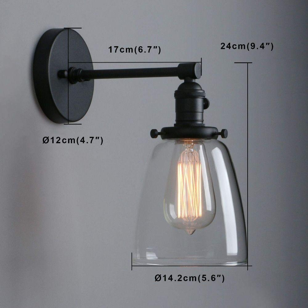 Retro Glass Lampshad Glass Wall Lamps Oval Dome Industrial Wall Lighting Single Sconce Clear Sconce Lighting Living Room