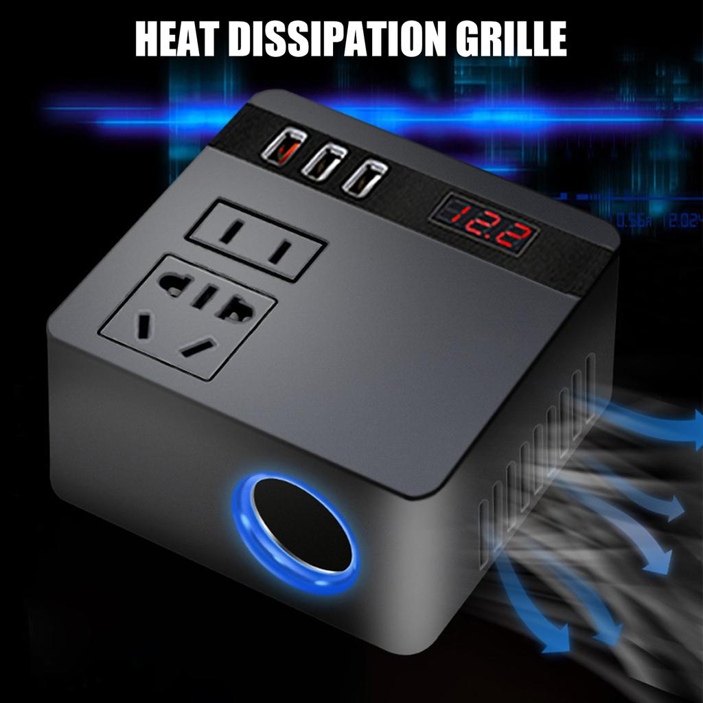 12V 24V To 220V Car Power Inverter 150W With 3 USB Ports Power Adapter For Mobile Device Rapid Charging