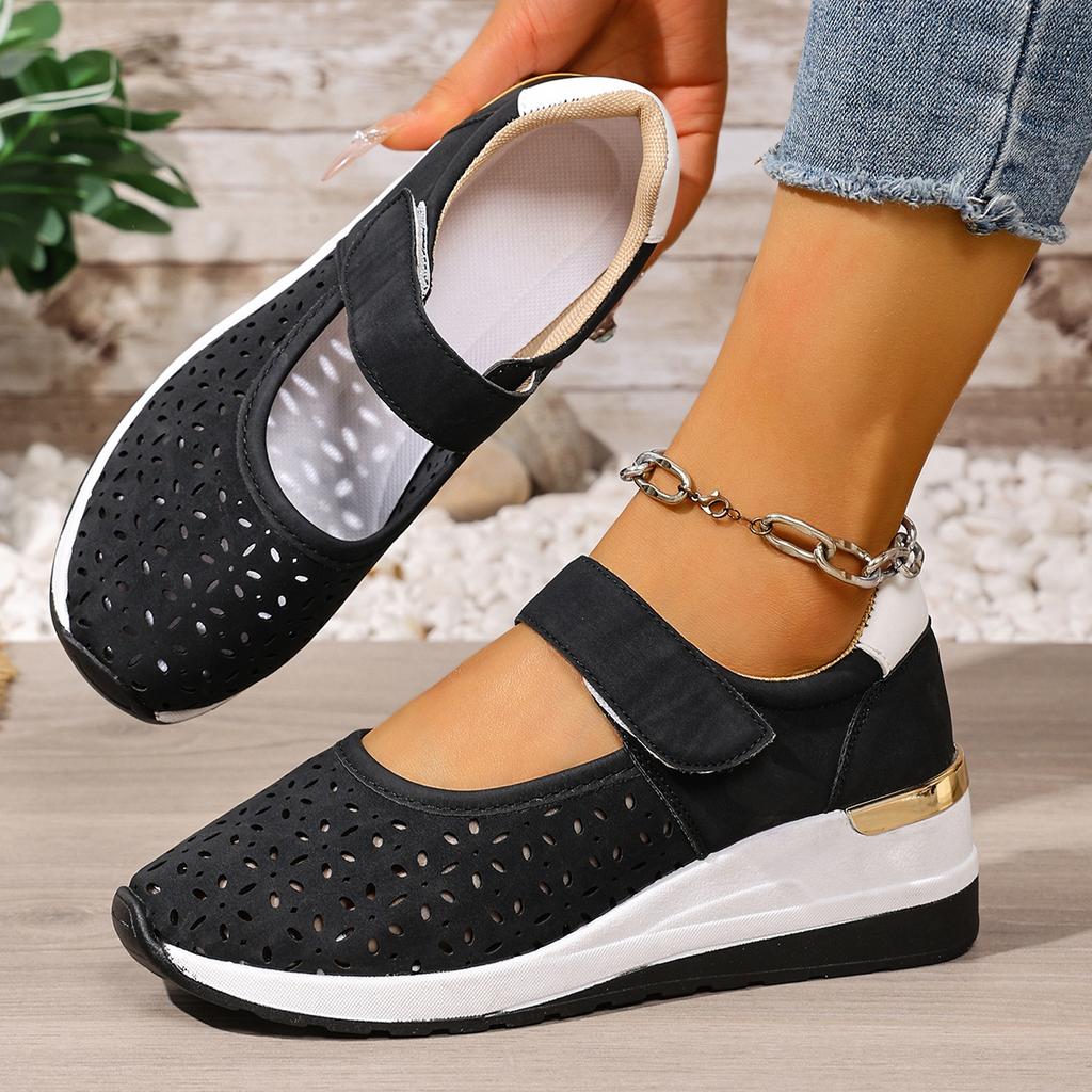 Fashion 2025 New Women Flat Sneakers Round-toe Shallow-mouth Platform Low-top Sneakers Women Hollow-out Breathable Single Shoes Women