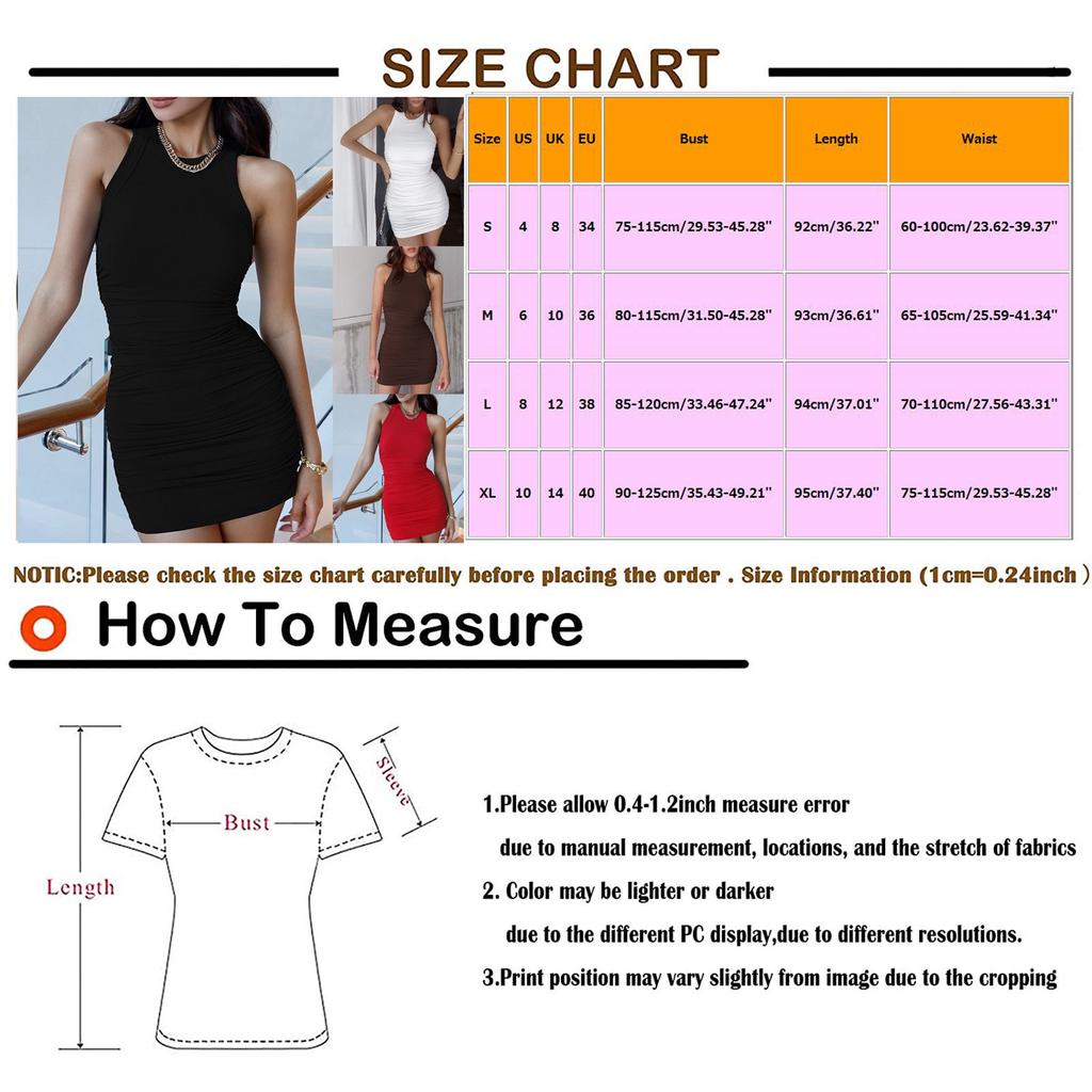 Damen Freizeit Mode Farbe Ärmellos Seitliche Raffung Sexy Schlankes Kleid