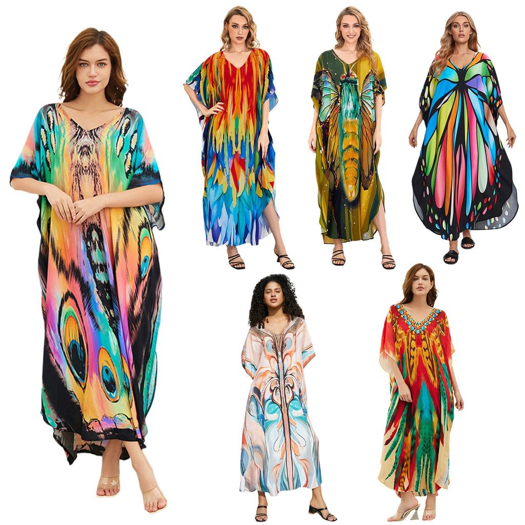 Loose-fitting Large-sized Long Robe, Beach Blouse, Vacation One-piece Long Dress, Sun-protective Blouse For Women