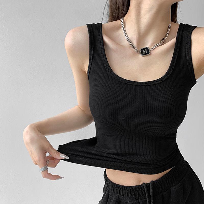 Premium Cotton U-neck Slimming Sports Tank Top - Women's Summer Sleeveless Camisole