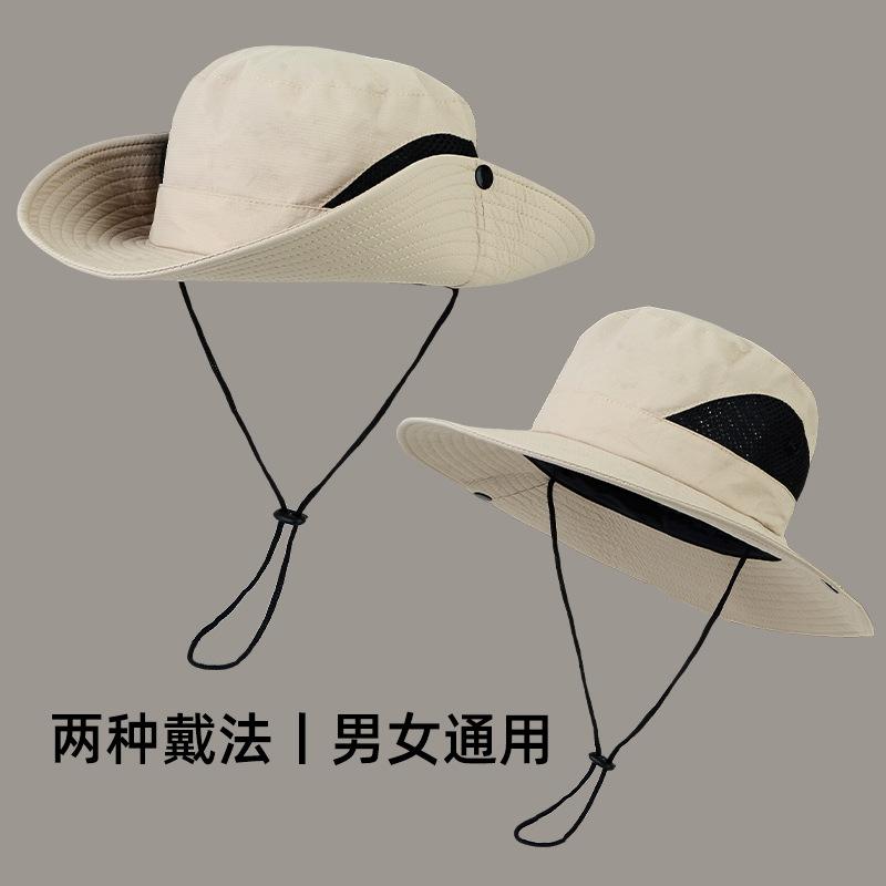 Western cowboy climbing hat bucket hat climbing desert sun protection hat women's outdoor hiking sun men's sunshade big brim