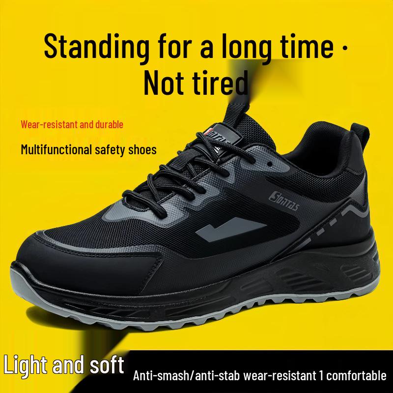 Men's Summer Breathable Steel Toe Work Shoes - Anti-Smash, Anti-Puncture, Insulated, Cotton, Velvet-Lined for Construction.