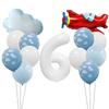 Red aircraft aluminum film balloon 32 inch white blue sky white cloud birthday latex balloon children's birthday party balloon