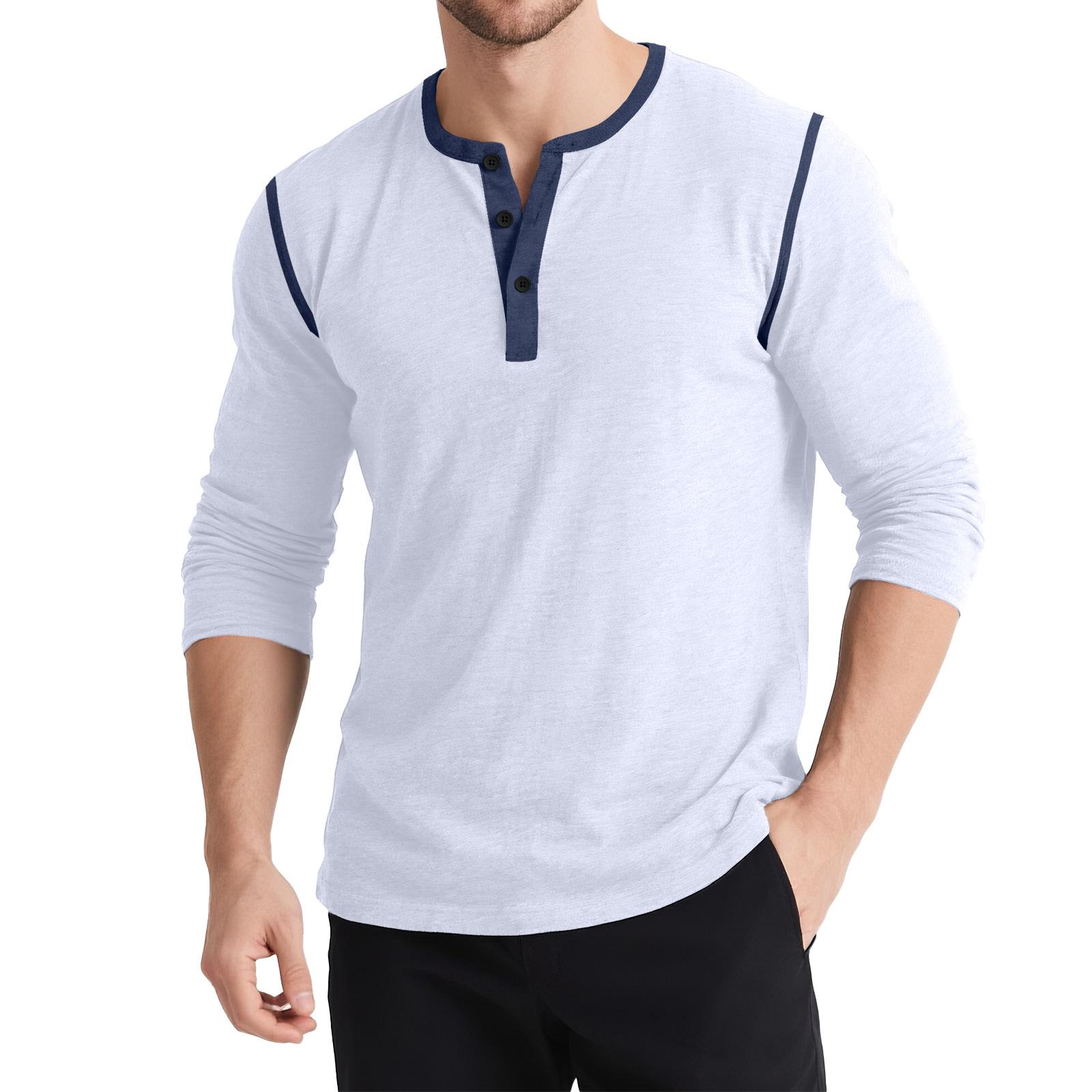 Men s 2026 Autumn and Winter Long Sleeve Retro T-Shirt M белый