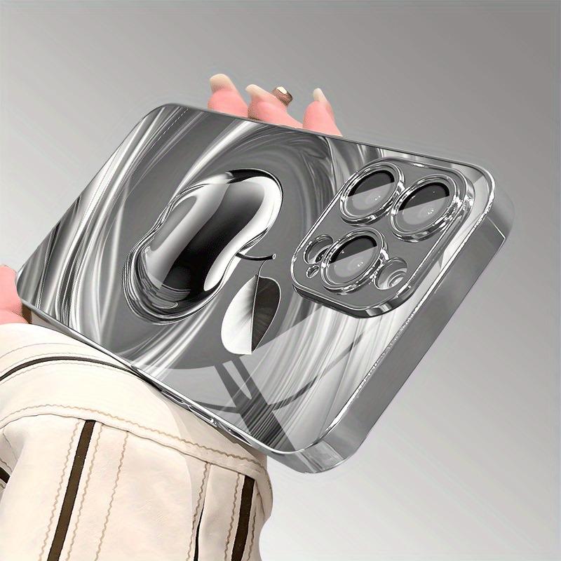 Stylish Silvery For Apple Pattern Glass Electroplated Phone Case For iPhone 17 16 15 14 13 12 11 Pro Max Plus 16E 17 Air Cover