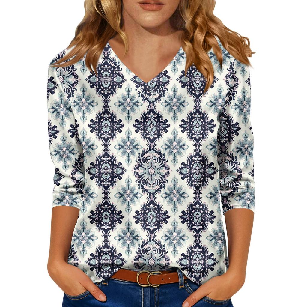 Kadınlar İçin Şık 3/4 Uzun Kollu Gömlekler İş Günlük Kıyafet Üstleri