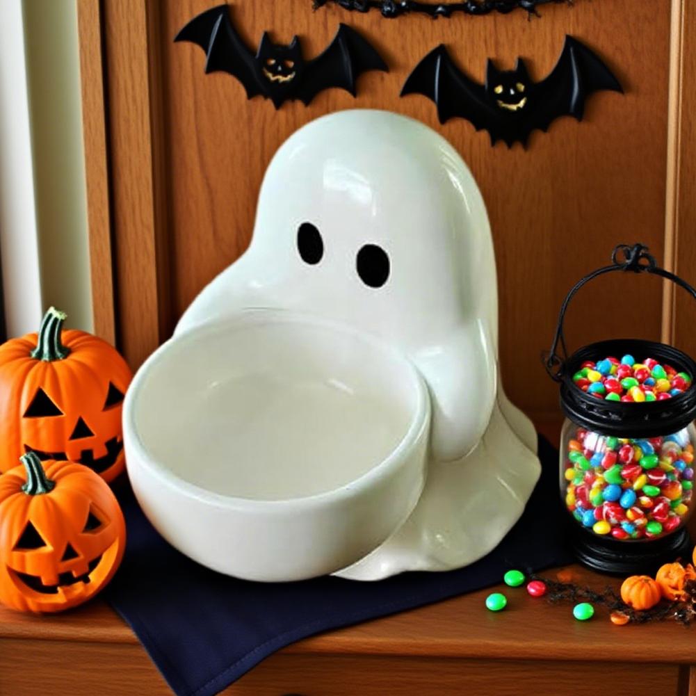 Halloween Ghost Candle Holder Spooky Ghost Candlestick Ceramic Tea Light Holder Aroma Holder Gothic Home Wedding Halloween Decor