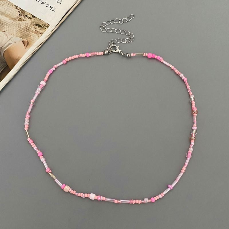New Irregualr Glasses Beads Choker Necklace for Women Fashion Trendy Popular Short Neck Jewelry Colorful Necklace