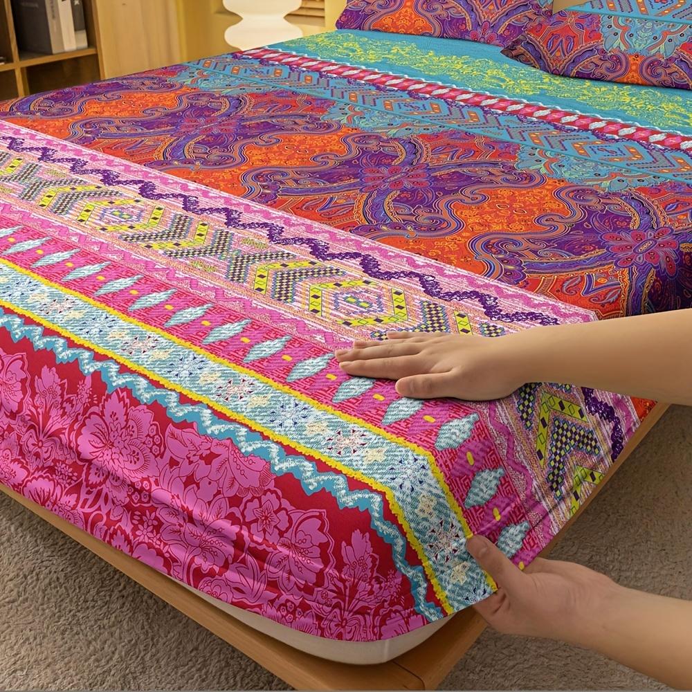 Bohemian Red Stripe Bedding 2/3pcs Bohemian Red Stripe Bedding Set - Twin/Full/Queen/King All-Season Comfort Bed Sheet and Pillowcase Set
