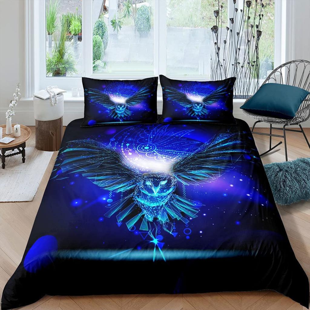 Cartoon Owl Duvet Cover Set Cute Kawaii Animals for Kids Girls Bedding Set King Queen Single Twin Size Polyester Comforter Cover