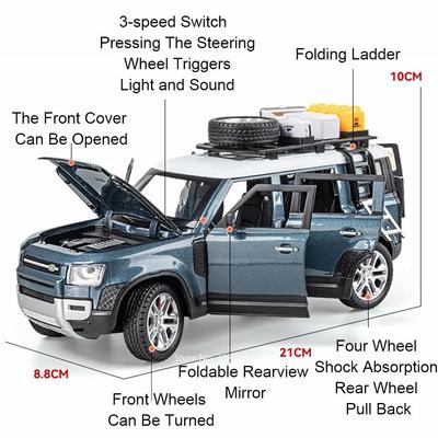 1:Skala 1:24 Land Rover Defender Range Rover Amortyzacja Otwierane Drzwi Pull-Back Samochody Metalowe Terenowe Modele na Prezenty dla Chłopców