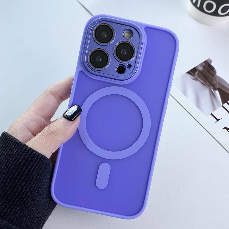 Applicable To Apple 15 Magnetic Charging Mobile Phone Case Matte 13proMax Full-inclusive IPhone 14 Simple Anti-fall Protection Case