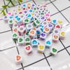Acrylic DIY Cube Square Heart Printed Big Hole Beads for Bracelet Making Jewelry Findings