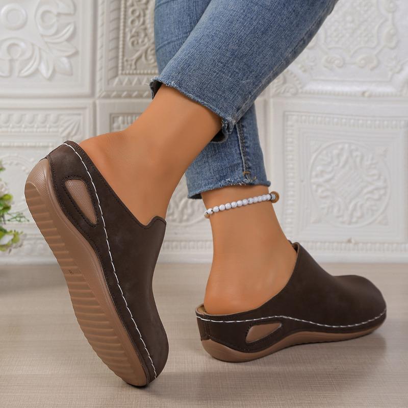 Women's Baotou Platform Slippers Summer New Large Size Round Toe Baotou Back Air Breathable Slippers