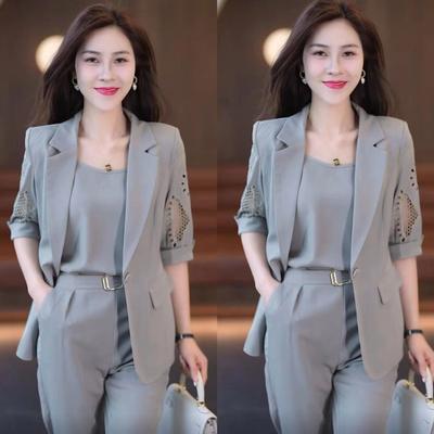 Ladies Casual Business Suit Large Size Jacket + Trousers Two Piece Set
