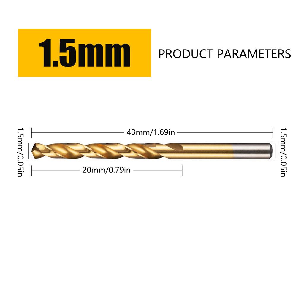 5Piece Titanium Coated Twist Drill Bit Set For Metal Steel Iron Aluminum Alloy Drilling Tool Superior Wear Resistance