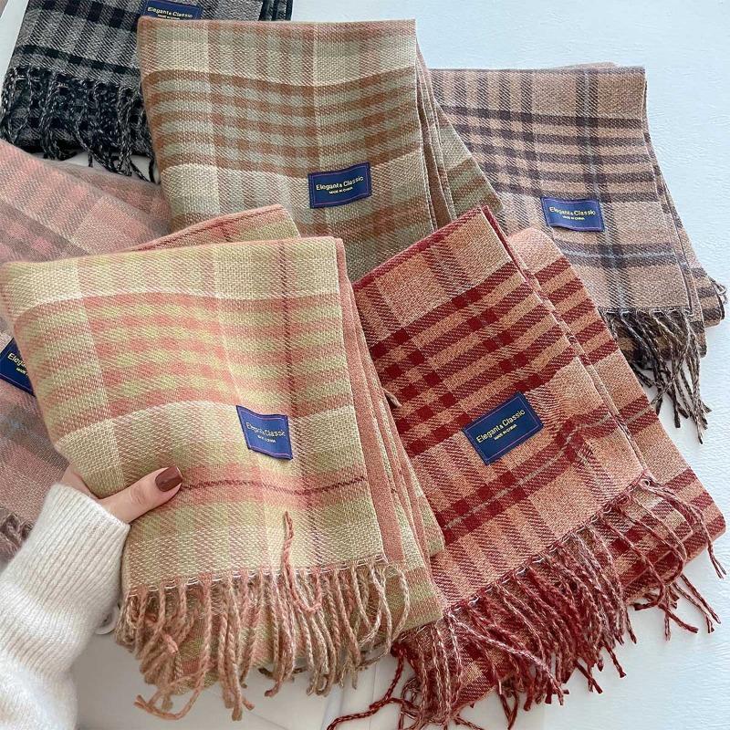 Autumn and Winter New Imitation Cashmere Plaid Scarf Women's Daily Couple Thickened Warm Scarf Shawl