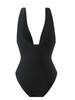 Black Sexy One-Piece Deep V-Neck Bikini with Large Open Back - Women's European & American Style Swimsuit