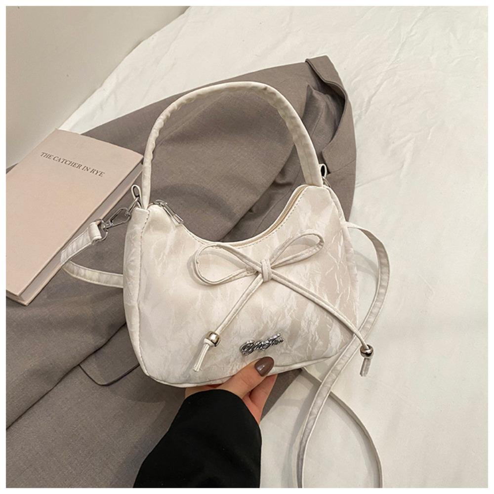 Underarm Bag Solid Color Shoulder Bag High-end Portable Crossbody Bag Butterfly Knot Small Size Handbag Versatile Use