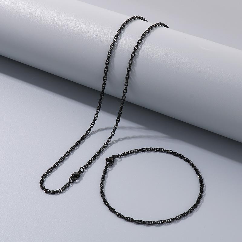 Commuter Plain Chain, Trendy Nightclub Multi-Size Plain Weave Twist Chain, Titanium Steel Men'S And Women'S Necklace.