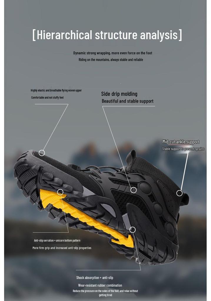 Cross-border Flyknit Unisex Hiking Shoes - Mid/High-top, Large Size, Creek Wading, Summer Outdoor Shoes