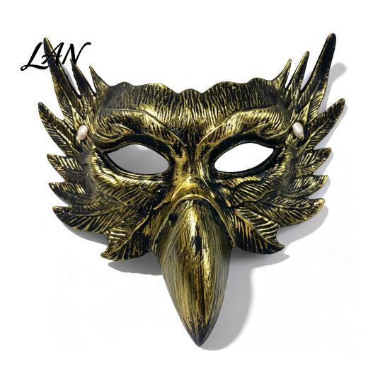 Distressed Eagle Mask Halloween Half Face Mask, Vintage Gold Ornate Masquerade Party Gothic Cosplay Props Venetian Style