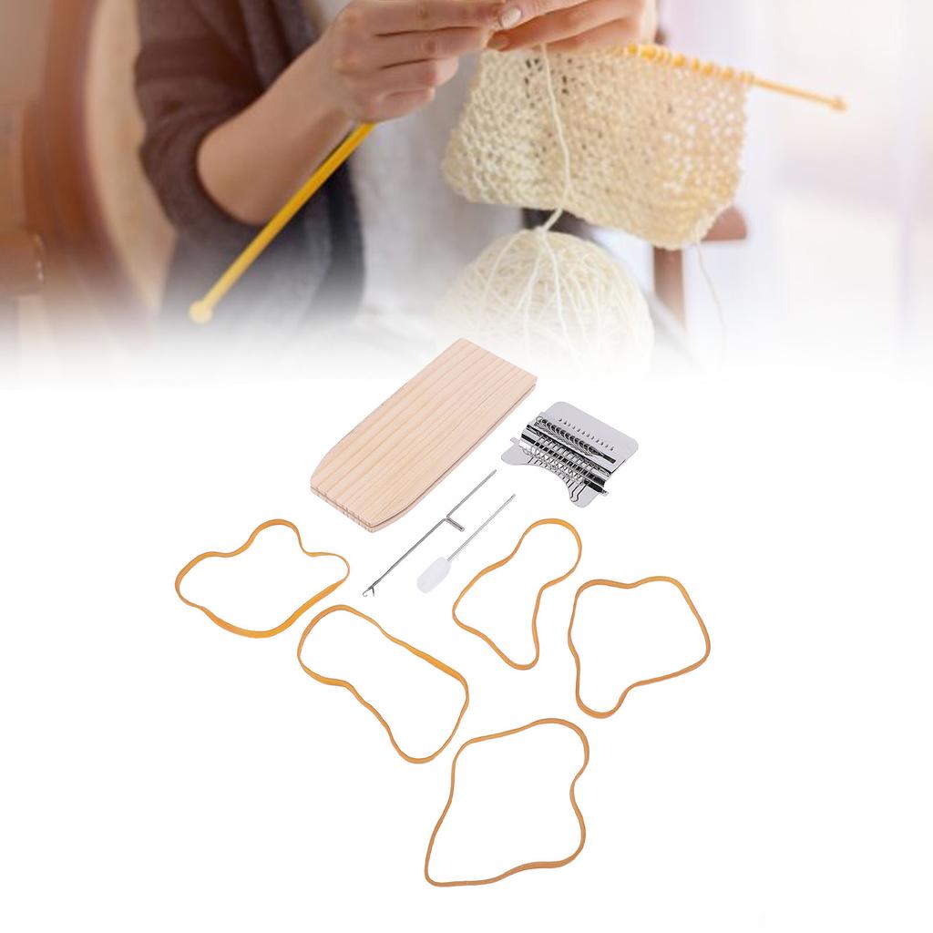 Mașină de cârpit cu croșetă Mașină de cârpit din lemn Mașină de tricotat șosete și haine pentru repararea DIY a blugilor