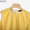 ZANZEA Women Casual Round Neck Printing Summer Sleeveless Tank Tops