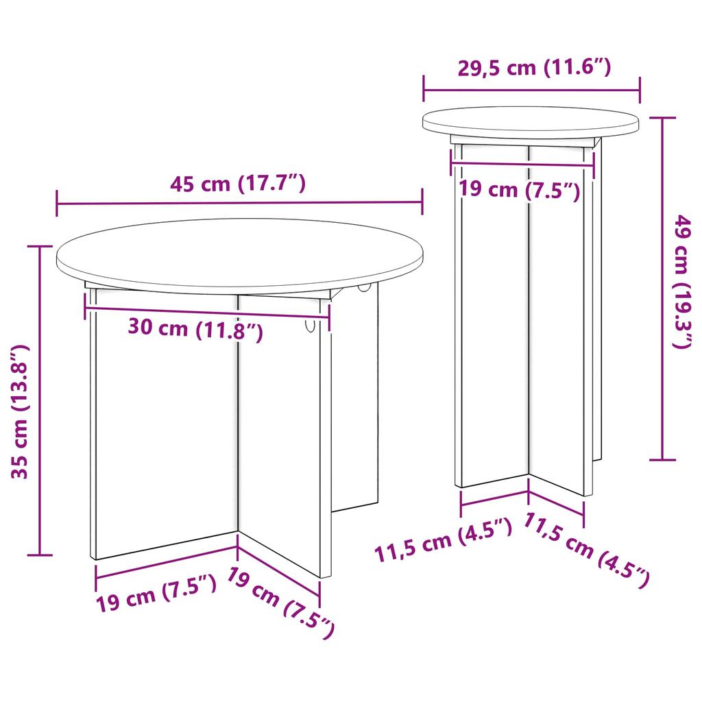 Side Table Set 2 pcs Smoked Oak Wood Based Material