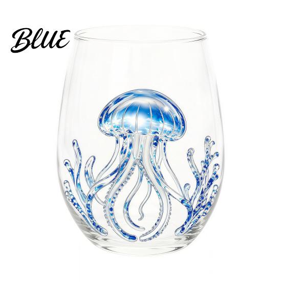 Vetro Dipinto a Mano Artigianale Animale Tema Trasparente Bicchiere Marino Manico Ergonomico Artigianale Cocktail Creativo da Bere per