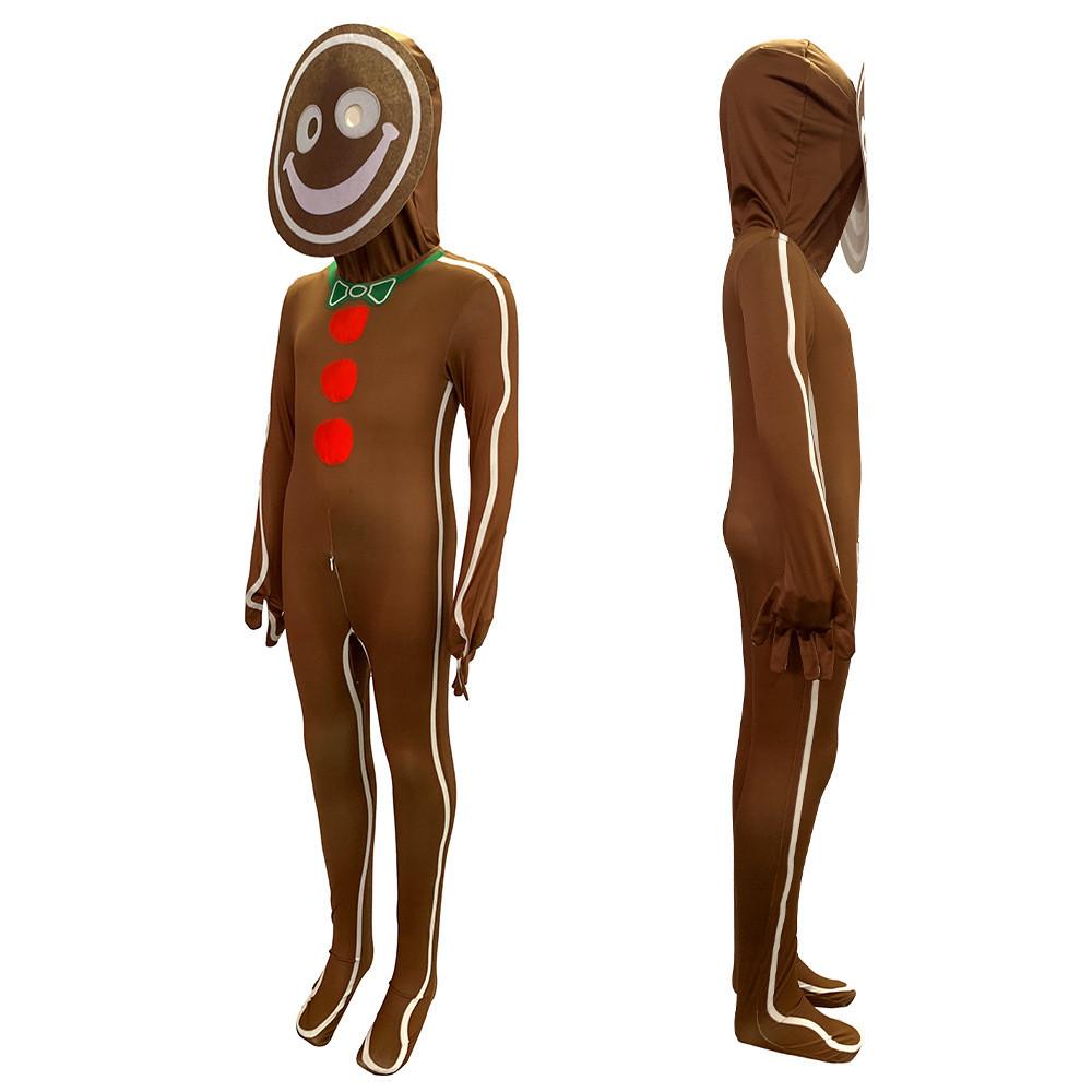 Children Man Gingerbread Jumpsuit Christmas Cosplay Costume Role Play Party