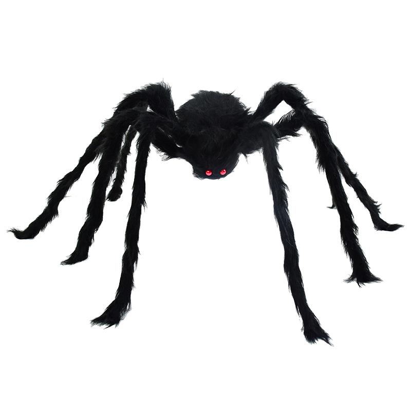 

49-дюймовый большой паук на Хэллоуин, черный мягкий реалистичный паук, страшный реквизит для вечеринки на Хэллоуин, дома, на открытом воздухе, дворе и в помещении чёрный