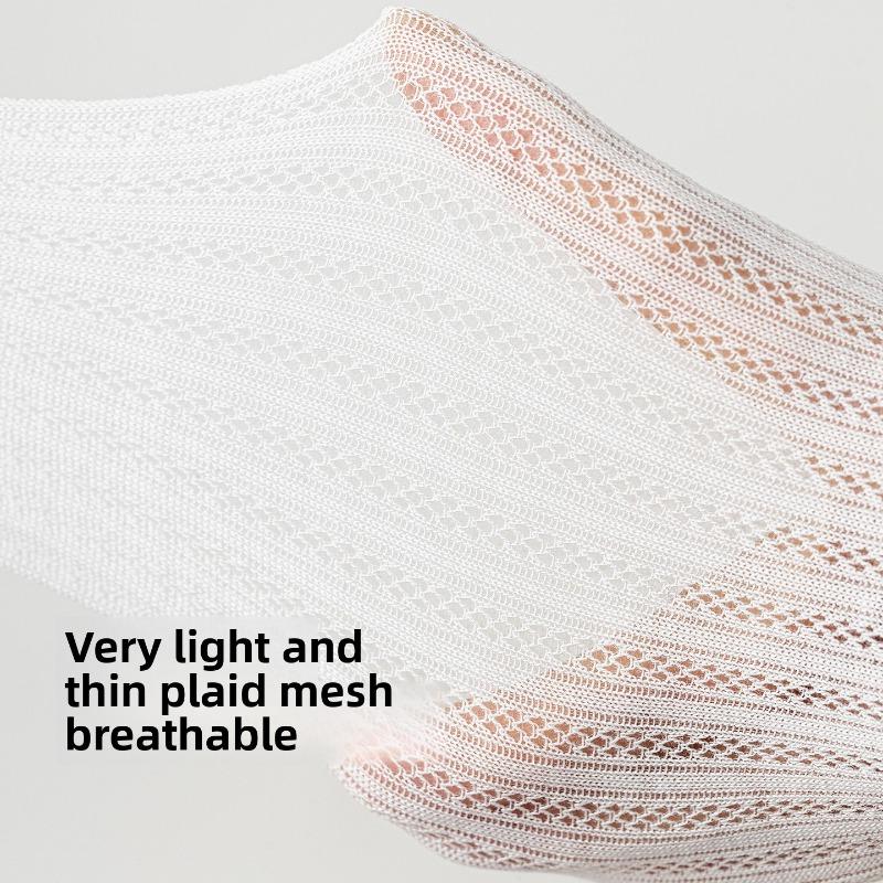 Silk Stockings for Children, Summer Lightweight Model, Ice-silk with Cooling Effect, Mesh Pattern, Breathable, Pure Color, Mid-calf Length Socks