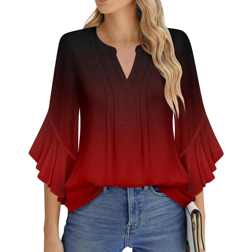 Womens Flowy Tunic Tops Short Sleeve Shirts Round Neck Ladies Blouses Summer Fashon