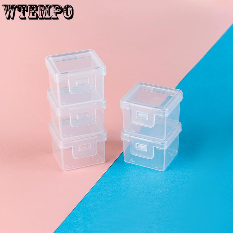 WTEMPO Mini Square Transparent Plastic Boxes Flip Cover Tiny Gift Boxes Universal Small Packaging Boxes Storage and Display Boxes