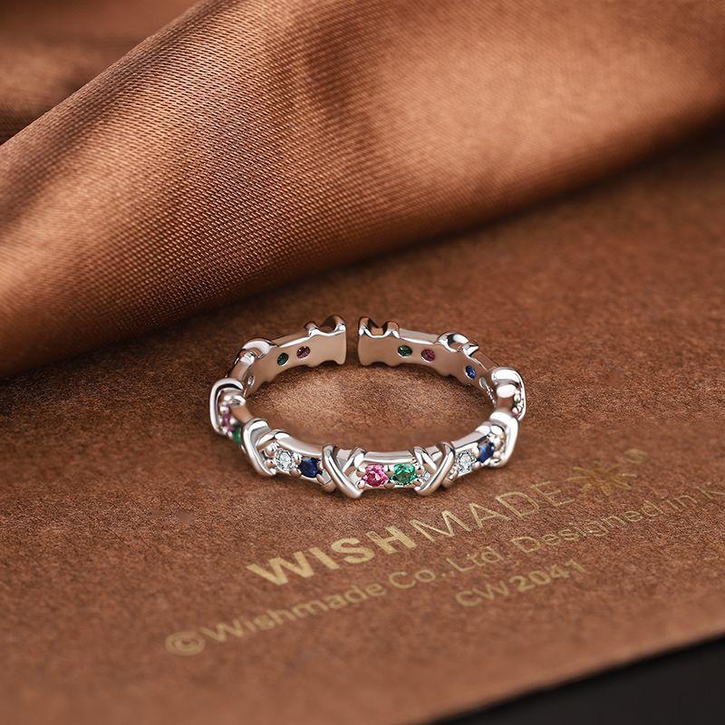 Original 925 Sterling Silver Colorful Heart Rings For Women Counple Wedding Engagement Silver Women's Diamond Ring Fine Jewelry
