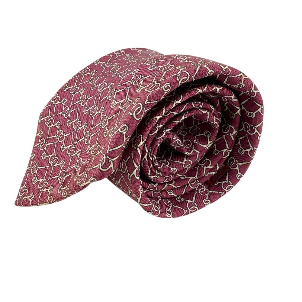 Hermes Gesamter Griff Seidenkrawatte Bordeaux Seide Herren Gebraucht