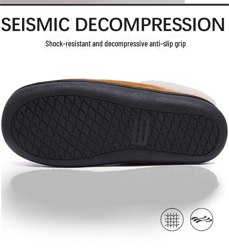 Samt Zehengeschlossene Fellpantoffeln: Warm, Rutschfest, Dicke Baumwolle für Innen- & Außenkomfort