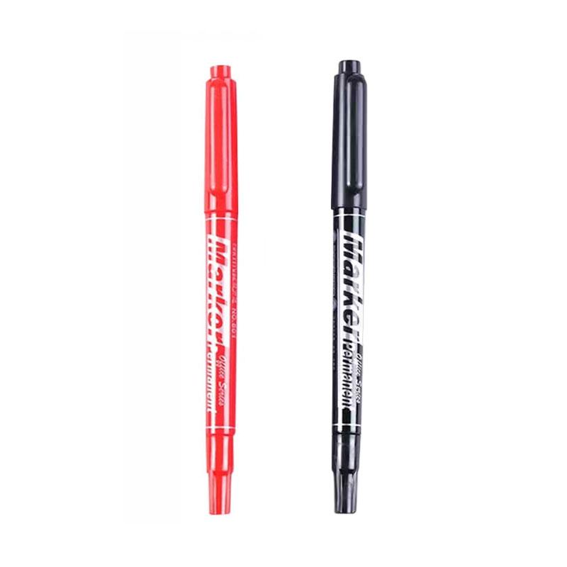 5pcs Double-ended Markers Black and Red Oil-based Sketch Pens Thick Art Markers Large-tipped Pens Red and Fine-tipped Markers