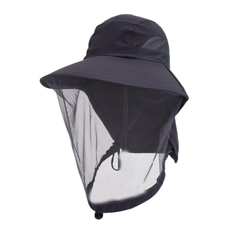 Herren Outdoor Mückenfestes Netz-Gesichtsabdeckung Fischerhut mit atmungsaktivem Polyester für Angeln Camping Wandern